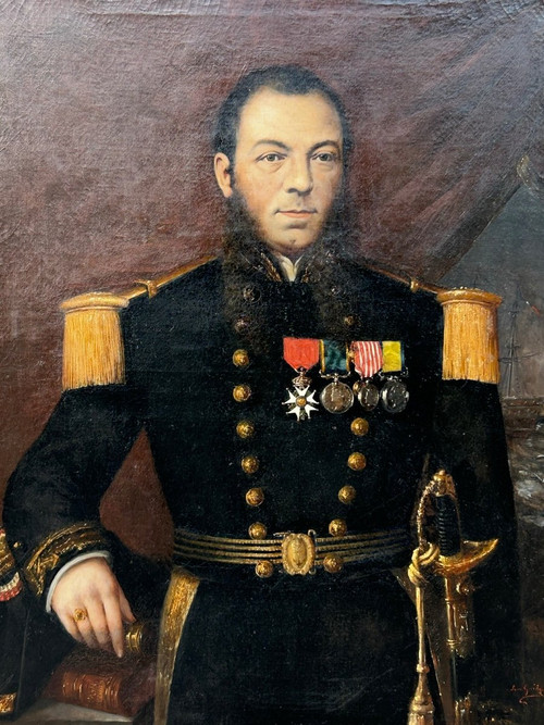 Louis Guédy (1847-1926) Military Portrait Of An Admiral Or Captain Dated 1873