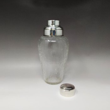 1960 Magnifique Cocktail  Shaker en Verre Craquelé. Fabriqué en Italie