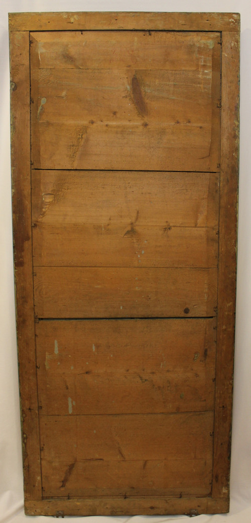 Grande specchio antico rettangolare, doratura e patina, smalto al mercurio72 X 170 cm