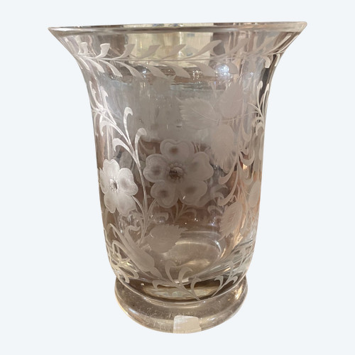 Engraved crystal vase