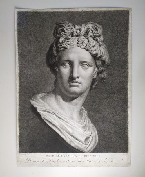 Etching Apollo Mythological Engraving Empire Period 19th C Old Print