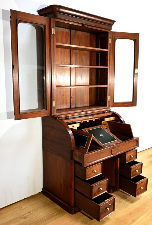 Bureau Cylindre Bibliothèque en Acajou, époque Victorienne, Angleterre – 1850