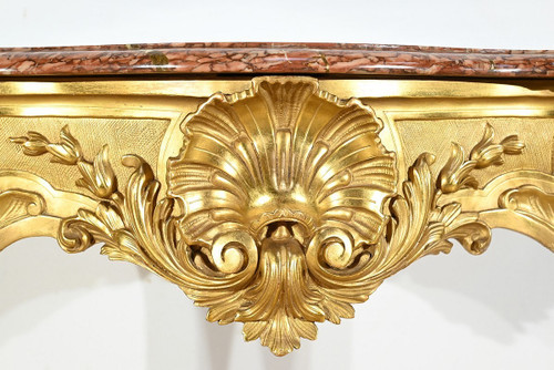 Wall Console in Golden Wood, Louis XV style, Napoleon III period – Mid-19th century