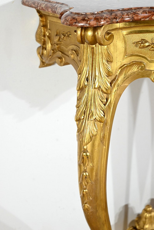 Wall Console in Golden Wood, Louis XV style, Napoleon III period – Mid-19th century