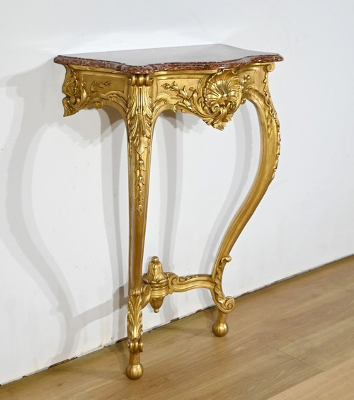 Wall Console in Golden Wood, Louis XV style, Napoleon III period – Mid-19th century