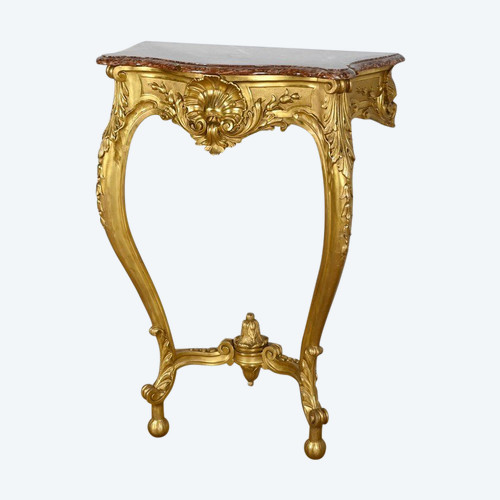 Wall Console in Golden Wood, Louis XV style, Napoleon III period – Mid-19th century