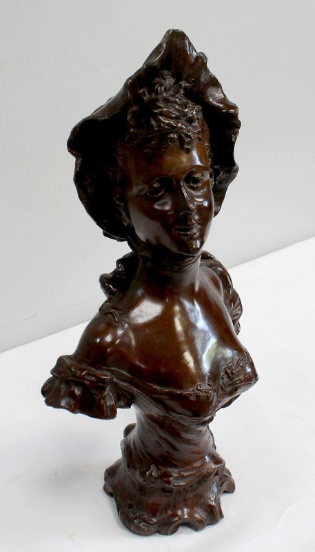 Bronze « Femme au Chapeau » de Meslais – Début XXe