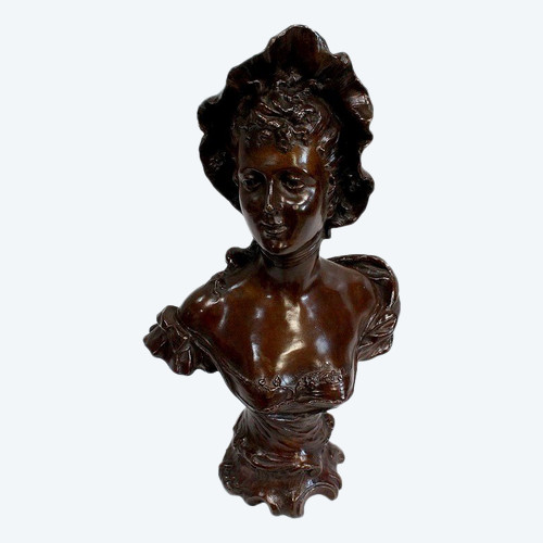 Bronze « Femme au Chapeau » de Meslais – Début XXe