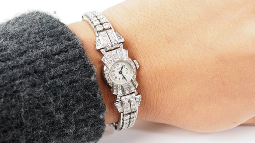 White gold platinum and diamond watch