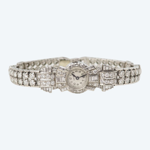 White gold platinum and diamond watch