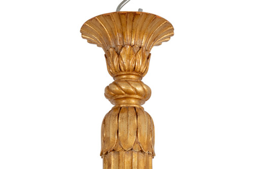 Dumez, Louis XVI style chandelier in carved and gilded wood. 1950s.