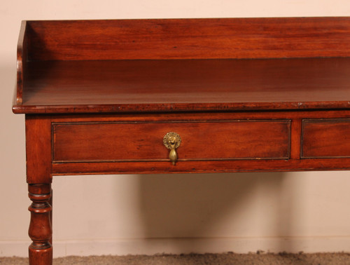 Small Writing Table With Two Drawers In Mahogany 19th Century