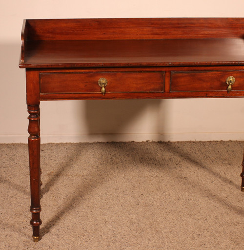 Small Writing Table With Two Drawers In Mahogany 19th Century