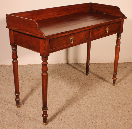 Small Writing Table With Two Drawers In Mahogany 19th Century