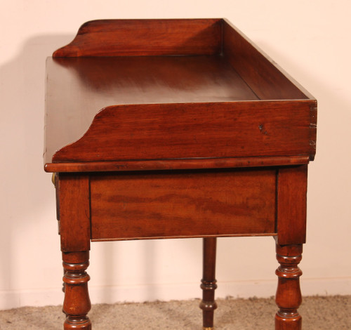 Small Writing Table With Two Drawers In Mahogany 19th Century