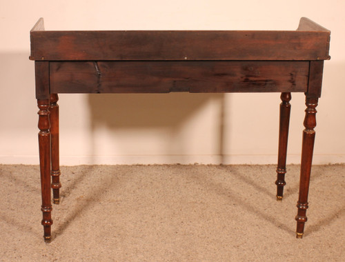 Small Writing Table With Two Drawers In Mahogany 19th Century