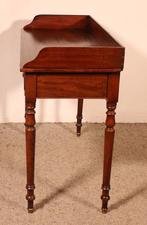 Small Writing Table With Two Drawers In Mahogany 19th Century