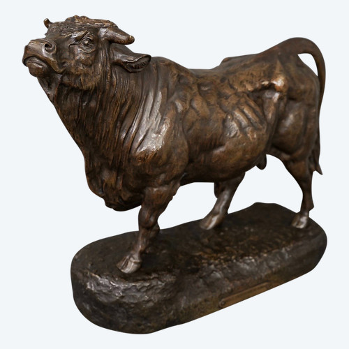 Sculpture - Bull , Clovis - Edmond Masson (1838-1913) - Bronze