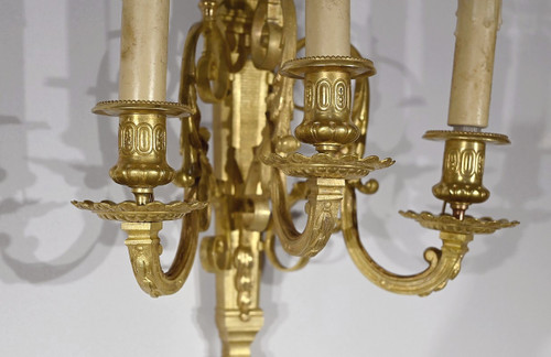 Pair of bronze wall lights, Louis XVI style - 1st part 19th century