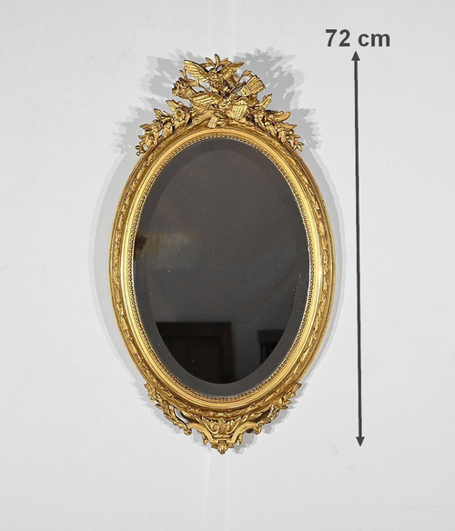 Oval Gilded Wood Mirror, Louis XVI style - 2nd half 19th century