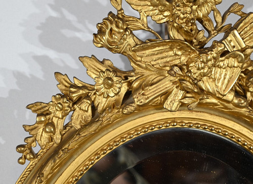 Oval Gilded Wood Mirror, Louis XVI style - 2nd half 19th century