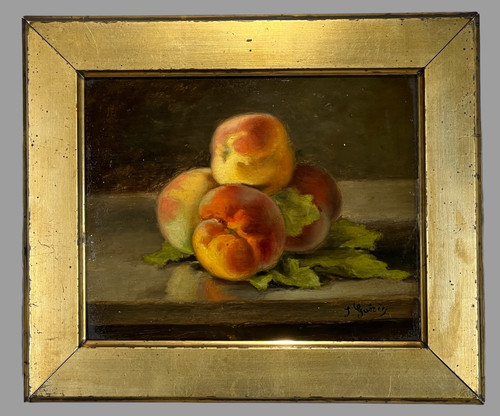 PAIR OF PAINTINGS /HUILES SUR CARTON /SIGNED J.GUERIN "NATURE MORTE AUX FRUITS