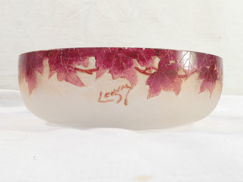 LEGRAS ruby cup in acid-etched frosted glass ART NOUVEAU