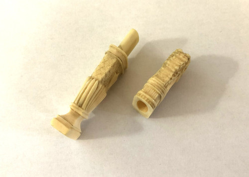 Antique needle case in carved ivory depicting a flower pot 18th - 19th century