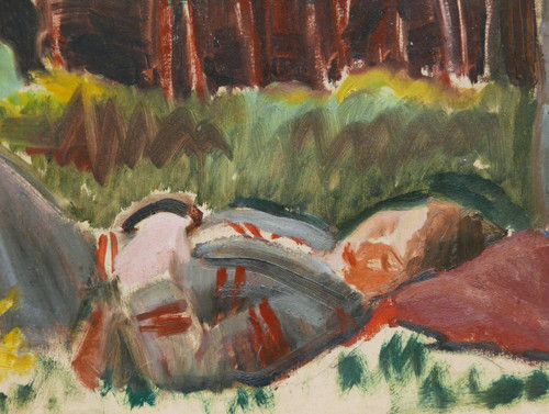 Eugène-Emmanuel LEMERCIER, Sleeping woman on the edge of a forest