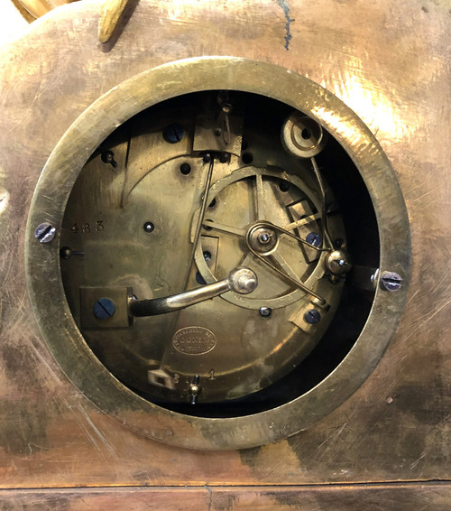 Large antique gilt bronze clock with blown glass globe, 19th c.