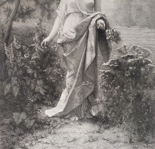 Flore Gravure Mythologique 19ème Nymphe  d'après Alexandre Cabanel