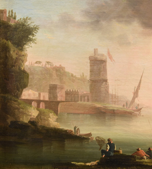 Coastal View At Sunset, Charles François Grenier De Lacroix De Marseille (1700 - 1782)