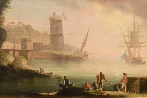 Coastal View At Sunset, Charles François Grenier De Lacroix De Marseille (1700 - 1782)