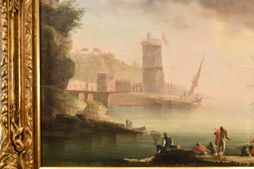 Coastal View At Sunset, Charles François Grenier De Lacroix De Marseille (1700 - 1782)