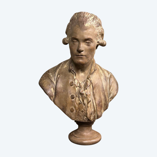 Patinated Plaster Bust By Robespierre After Jean Antoine Houdon H 70 Cm