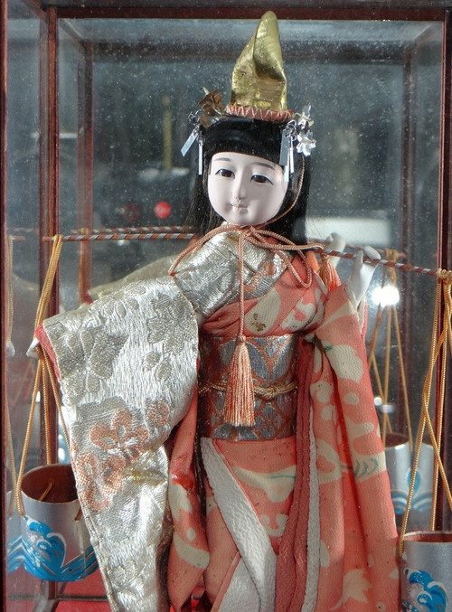 Japan, 1930s, Traditional "Ningyo" Girl Water Carrier Doll.