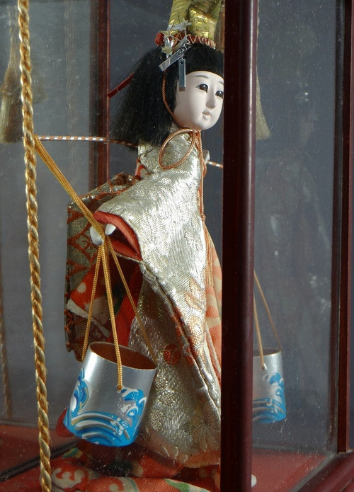 Japan, 1930s, Traditional "Ningyo" Girl Water Carrier Doll.