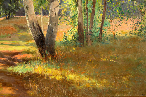 View of an Undergrowth, painting dated 1901, oil on canvas by Feodor Petrovich Riznischenko (1865-1922)