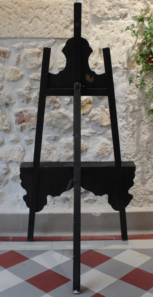 Black lacquered easel with gold decoration, late 19th century, Napoleon III period