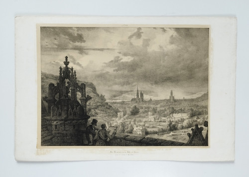 Engelmann Landscape Of Rouen Lithograph 1823 Old Print 19th C