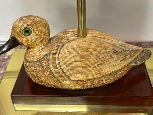 Paire De Lampes Canards En Laiton Et Bakélite Des Années 1970