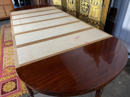 Louis Philippe Half-moon dining table with 8 leaves