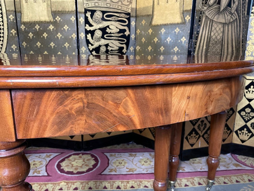 Louis Philippe Half-moon dining table with 8 leaves