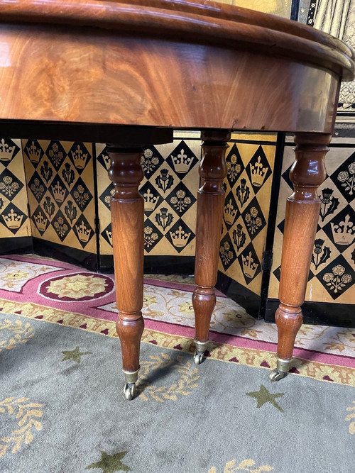 Louis Philippe Half-moon dining table with 8 leaves