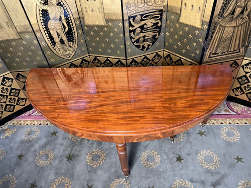 Louis Philippe Half-moon dining table with 8 leaves