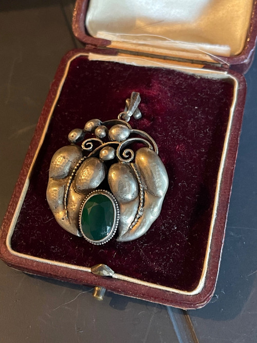 KARL KARST, Art-Nouveau silver pendant. 1910's, Pforzheim Germany.