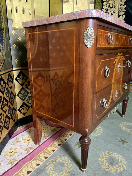 Louis XVI Style Marquetry Chest Of Drawers