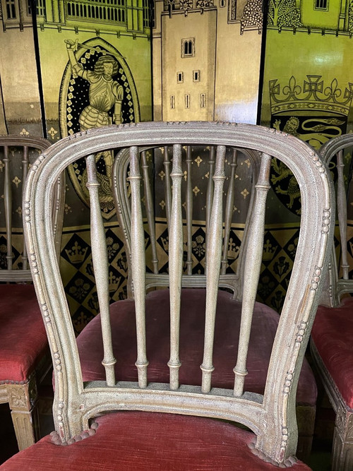 8 Chaises De Style Louis XVI à barrettes