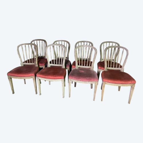 8 Chaises De Style Louis XVI à barrettes