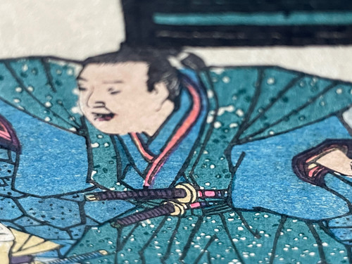 Utagawa Toyokuni I, stampa giapponese, attacco al castello feudale